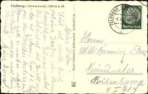 Ak Feldberg im Schwarzwald, Turm