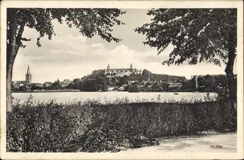 Ak Plön in Holstein, Panorama vom Ort, Seeblick