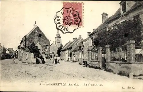 Ak Monnerville Essonne, La Grande Rue