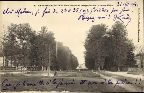 Ak Maisons Laffitte Yvelines, Place Marine et perspective de l'Avenue Albine