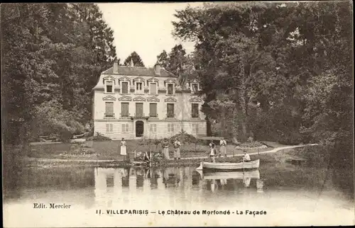 Ak Villeparisis Seine et Marne, Château de Morfondé, La Facade, bateau à rames