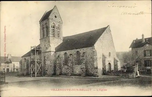 Ak Villeneuve-sur-Bellot Seine et Marne, L'Eglise, vue générale