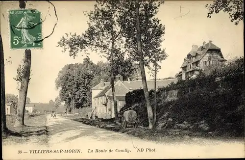 Ak Villiers-sur-Morin Seine et Marne, Route de Couilly