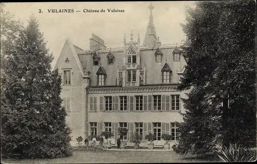 Ak Vulaines Seine et Marne, Château de Vulaines, vue de face, jardin