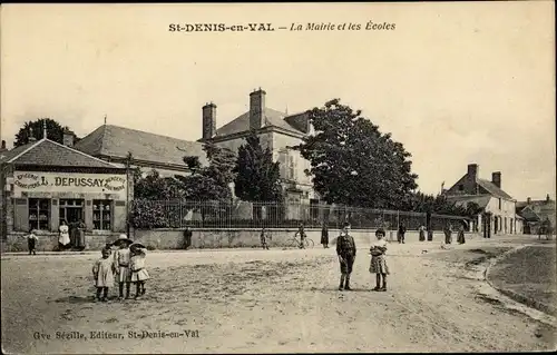 Ak Saint Denis en Val Loiret, La Mairie et les Écoles