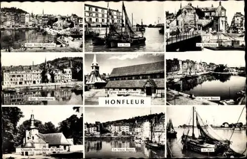 Ak Honfleur Calvados, Le Port, Le Vieux Bassin, La Lieutenance