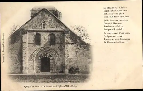 Ak Quillebeuf sur Seine Eure, Portail de l´Église du XIIe Siècle