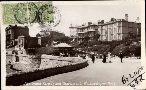 Ak Weston super Mare South West England, The Grand Parade and Claremont