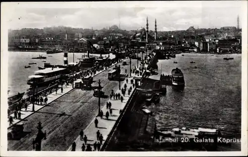 Ak Konstantinopel Istanbul Türkei, Galata Köprüsü, Brücke, Stadtansicht