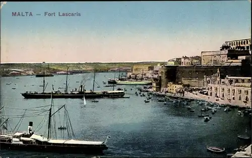 Ak Malta, Fort Lascaris, Dampfer