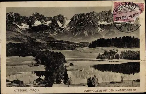 Ak Kitzbühel in Tirol, Schwarzsee mit Kaisergebirge