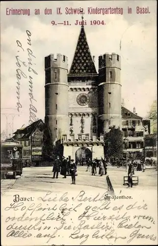 Ak Bâle Basel Stadt Schweiz, Spalentor, IX. Schweiz. Kindergartentag 1904