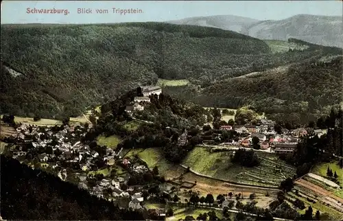Ak Schwarzburg in Thüringen, Blick vom Trippstein