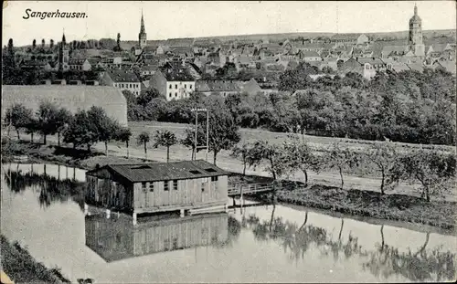 Ak Sangerhausen am Südharz, Panorama, Partie am Fluss