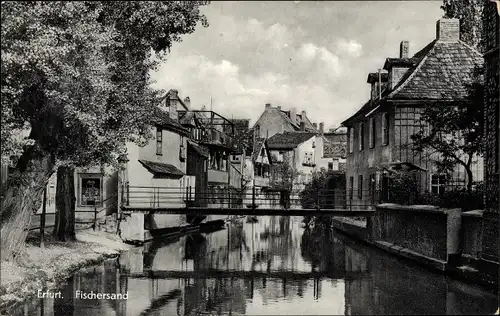 Ak Erfurt in Thüringen, Fischersand, Brückenpartie