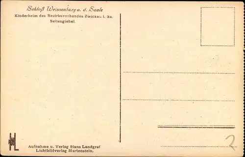 Ak Weißenburg an der Saale Thüringen, Kinderheim des Bezirksverbandes, Seitengiebel