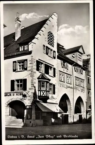 Ak Lindau am Bodensee Schwaben, Haus Zum Pflug und Brodlaube