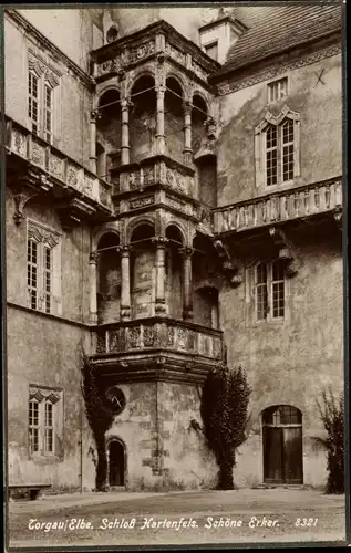 Ak Torgau an der Elbe, Schloss Hartenfels, Schöne Erker