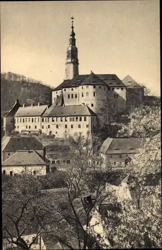 Ak Weesenstein Müglitztal in Sachsen, Schloss im Frühling