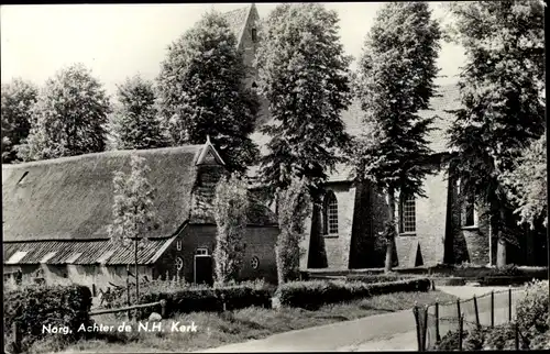 Ak Norg Drenthe, Achter de Ned. Herv. Kerk