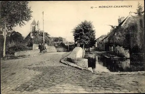 Ak Morigny Champigny Essonne, Pont et Église
