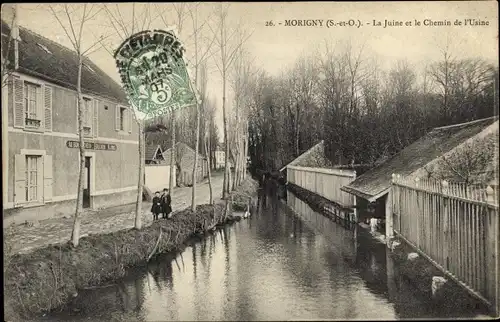 Ak Morigny Essonne, La Juine et le Chemin de l´Usine