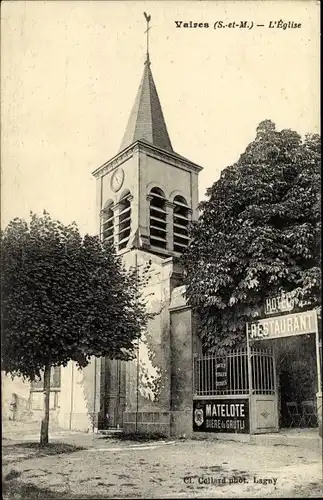 Ak Vaires Seine et Marne, L'Église, clocher