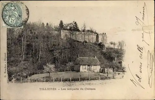 Ak Tillières Eure, Remparts du Château