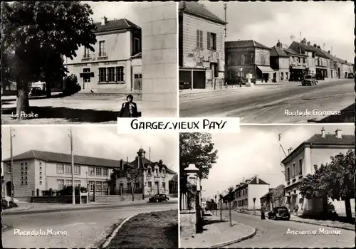 Ak Garges Val d’Oise, La Poste, Ancienne Mairie, Place de la Mairie