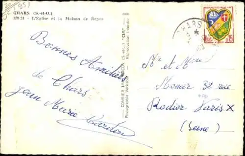 Ak Chars Val d'Oise, L´Église et la Maison de Repos