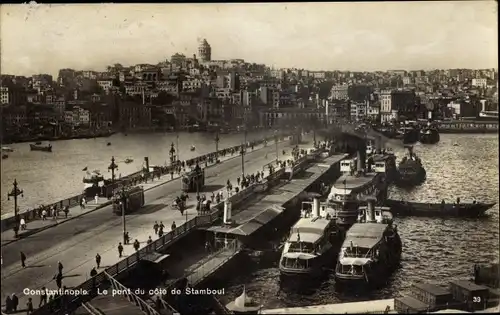 Ak Konstantinopel Istanbul Türkei, Le pont du cote, Panorama