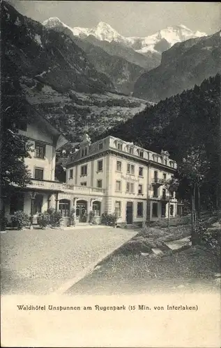 Ak Interlaken Kanton Bern Schweiz, Waldhotel Unspunnen am Rugenpark