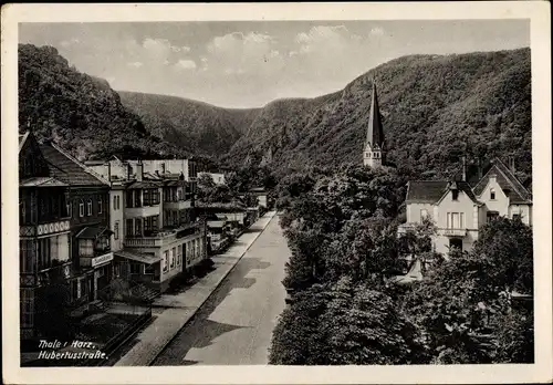 Ak Thale im Harz, Hubertusstraße, Kirche, Konditorei