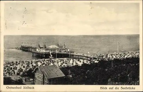 Ak Ostseebad Ahlbeck Heringsdorf auf Usedom, Blick auf die Seebrücke