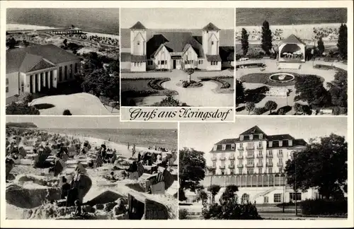 Ak Ostseebad Heringsdorf auf Usedom, verschiedene Ansichten, Strandleben, Promenade