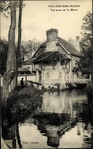 Ak Villiers-sur-Morin Seine et Marne, maison au bord du Morin