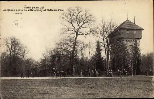 Ak Fontenailles Seine et Marne, Ancienne porte de Villefermoy et Château d'eau