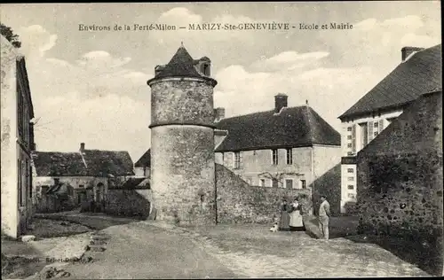 Ak Marizy Ste Genevieve Aisne, Ecole et Mairie