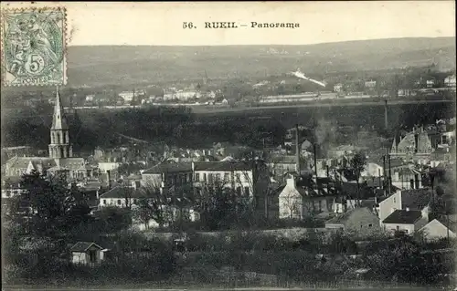 Ak Rueil Hauts-de-Seine, Panorama du village, clocher, cheminées