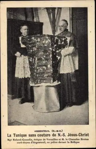 Ak Argenteuil Val d'Oise, Mgr Roland Gosselin Évêque de Versailles et M. Chanoine Breton Curé Doyen