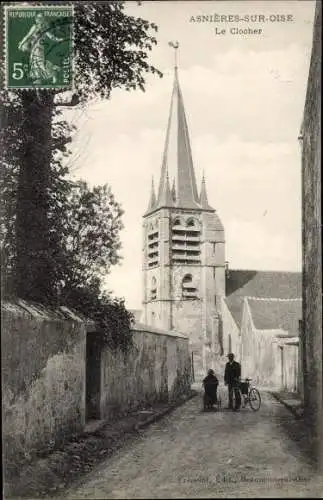 Ak Asnières sur Oise Val d'Oise, Le Clocher