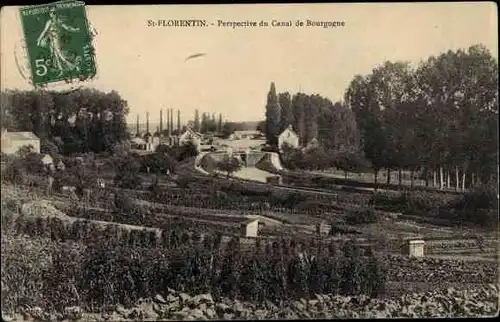 Ak Saint Florentin Yonne, Perspective du Canal de Bourgogne