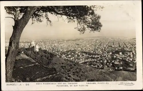 Ak Barcelona Katalonien Spanien, Vista Panoramica des del Tibidabo