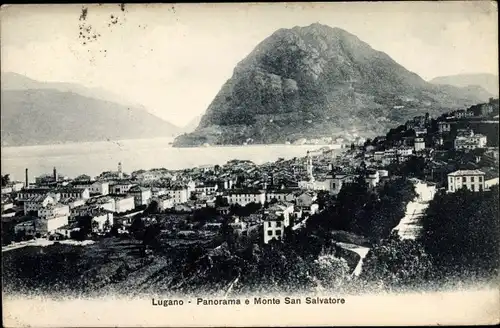 Ak Lugano Kanton Tessin Schweiz, Panorama e Monte San Salvatore