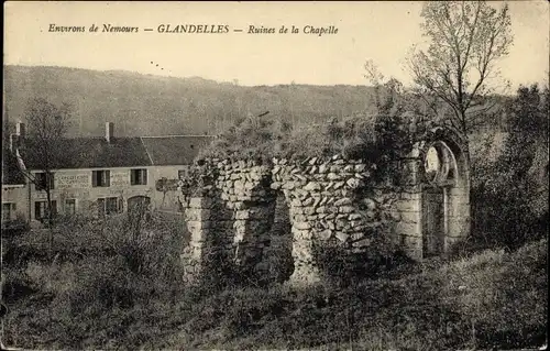 Ak Glandelles Seine et Marne, Ruines de la Chapelle