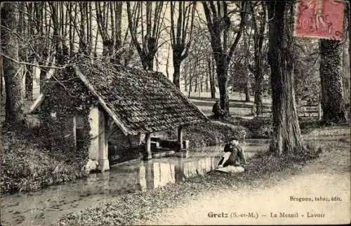 Ak Gretz-Armainvilliers Seine et Marne, Le Mesnil, Lavoir