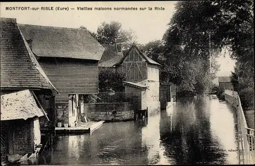 Ak Montfort sur Risle Eure, Vieilles Maisons Normandes sur la Risle