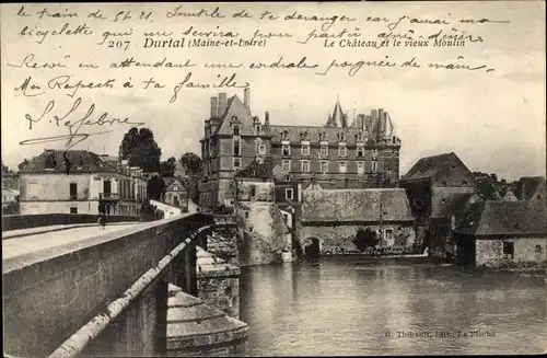 Ak Durtal Maine et Loire, Le Chateau et le vieux Moulin