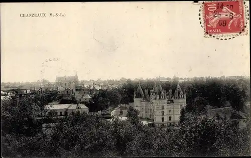 Ak Chanzeaux Maine-et-Loire, Panorama vom Ort