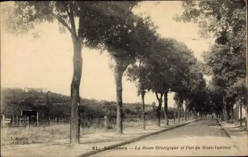 Ak Suresnes Hauts de Seine, La Route Stratégique et Fort du Mont Valérien